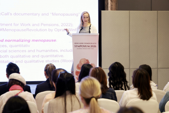Prof Zayts-Spence delivers a keynote speech at the Hong Kong Women Health Symposium.
